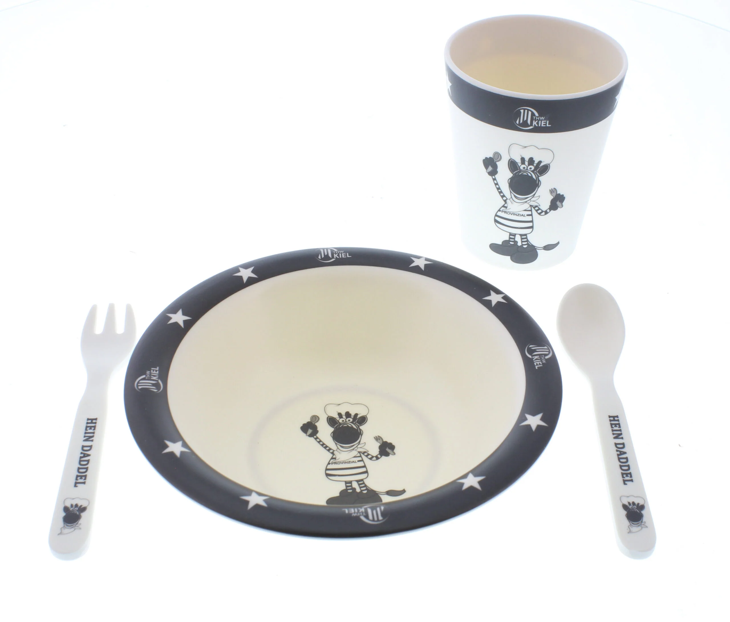 Geschirr-Set Kids 4-teilig weiß-schwarz