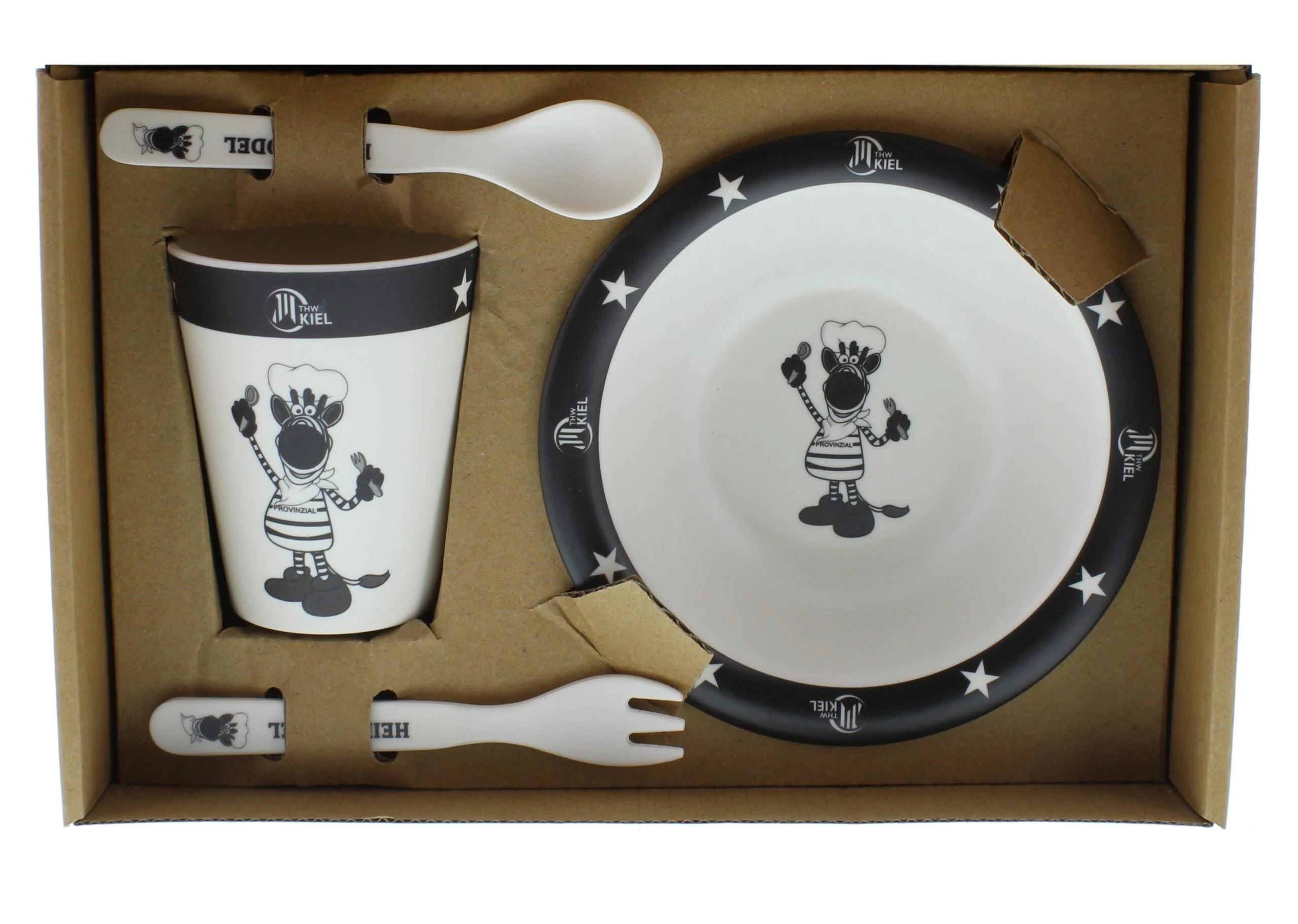 Geschirr-Set Kids 4-teilig weiß-schwarz - Image 2