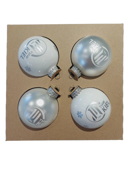 Weihnachtsbaumkugeln 4er Set Weiß & Silber 7cm